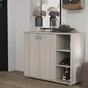 Galano Hansel 12 Pairs Cabinet – 2 Door Storage Unit, Modern Organizer for Hallway – Warm Grey Oak image 3