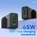 PAVAREAL K127CTC British standard GaN A+C+C PD65W charger set (dual flash charging) black image 2