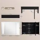 kleankin LED Bathroom Cabinet with Mirror, Wall Mounted Dimmable Brightness Storage Organiser with 3 Mirrored Doors and Adjustable Shelves, Memory Function, USB Charge, High Gloss Black image 2