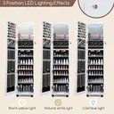 Costway Lockable Jewelry Cabinet Armoire with Built-in Makeup Mirror and 3-Color LED Lights-White image 2