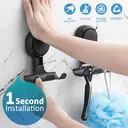 TAILI Porte-rasoir à ventouse pour douche lot de 2, serviette, éponge, support de rasoir pour mur de douche, crochets à ventouse puissants pour l'intérieur de la salle de bain, faciles à installer et réutiliser, Noir image 2