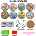 Set de 8 Sous-verres en Peinture Diamant 5D Complète JU7CER - Art Floral | Kit DIY Bijoux Créatifs Cadeau 10×10cm image 1