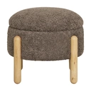 House Nordic Pouf rond en tissu avec rangement marron - Ø 45 x 36 cm image 0