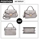 Miss Lulu Leather Look Midi Cross Body Bag for Women, Shoulder Handbag with Adjustable Strap, Elegant Wedding Guest Purse grey image 6