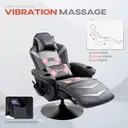 HOMCOM Massage Gaming Chair, Swivel Racing Video Gaming Recliner with Retractable Footrest, Headrest, Cup Holders and Side Pockets, Ergonomic High Back PU Leather Executive Desk Chair, Grey image 3