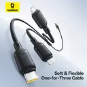 Baseus Silky One-for-Three Fast Charging Cable USB-A to M+L+C 100W 1.5m Cosmic Black image 2