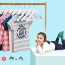 Wooden Hanger, 35x20x1.2cm, White and Silver, Set of 20 image 1