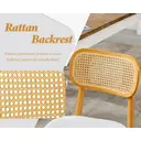 chairus Rattan Dining Chairs Set of 2 Kitchen Side Chairs with Wood Legs for Dining Room, PU Leather White image 2