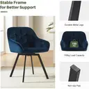 CLIPOP 360° Swivel Dining Chairs Set of 2 Velvet Upholstered Desk Chairs without Wheels Ergonomic Office Chair with Arms and Metal Legs for Home Study 0197 Blue 54.5*46*80 cm image 3
