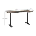 Vinsetto Electric Standing Desk, 140 x 70cm Height Adjustable Sit Stand Desk with 4 Memory Smart Panel, Stand Up Desk for Home Office, Black and Teak image 2