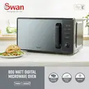 Swan Digital Microwave - 20L, 800W, Black, 5 Power Levels, with 95-Minute Timer, SM4421BLK image 1