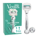 Gillette Venus Pro ComfortGlide rasoir pour femme, peaux sensibles, 1 manche + 1 cartouche de recharge, manche en métal réutilisable et porte-rasoir de douche image 3