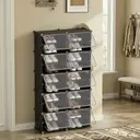 SONGMICSHOME Modular Shoe Storage Cabinet, 10-Compartment Organiser with Doors, Plastic Panels and Steel Frame, Entryway, Black image 2