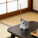 JU7CER Porte-bâtonnet d'encens à brûler en céramique en forme de chaton gris bleu image 2