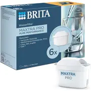 BRITA Maxtra Pro Pure Performance, All-in-1 Filterkartuschen, 6er-Pack Ersatzwasserfilter, Kalkreduzierung, Chlorreduzierung, verbessert den Geschmack, kompatibel mit BRITA-Kannen, BPA-frei, weiß