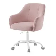 JOYFURNOS Bürostuhl, Drehstuhl, Schreibtischstuhl, h?henverstellbar, Baumwoll-Leinen-Mischgewebe, rosa