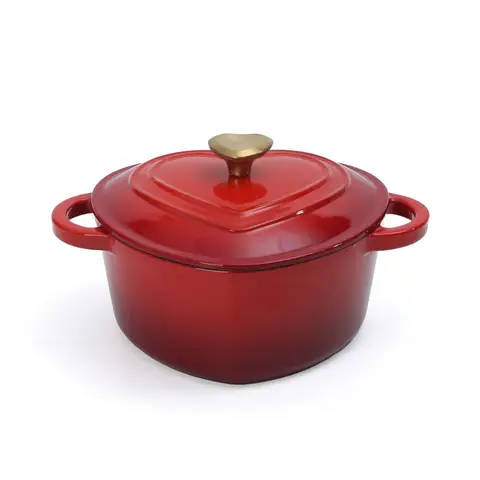 PURE COOK Série de Faitouts en Émail | Cocotte en Fonte | PURE COOK Faitout en Émail Rouge en Forme de Cœur