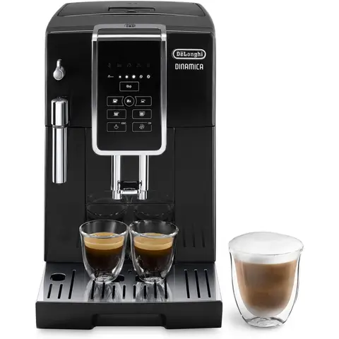 De'Longhi Dinamica Automatic Bean to Cup Coffee Machine, 1.8L, Milk Frother Steam Wand, Black - ECAM350.15.B