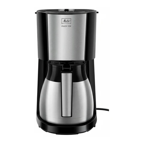 Melitta Enjoy Top Therm - Kaffeemaschine mit Thermokanne aus Edelstahl, Filterkaffeemaschine mit Tropfstopp, für bis zu 10 Tassen Kaffee, Edelstahl/Schwarz