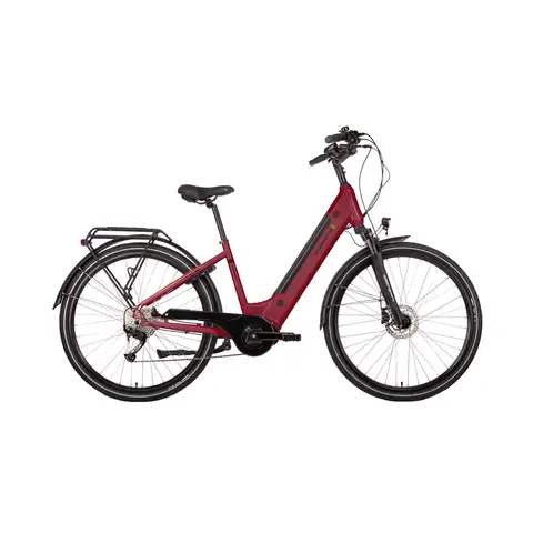 Saxonette E-Bike-Stadtrad Luxus Sport – Tiefeinsteigerrahmen, Rot, Rahmen 50 Zoll