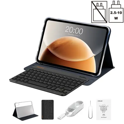 Teclast T65 Tablet – 13,4 Zoll Display mit 120 Hz Bildwiederholrate, Android 16, Dual-SIM Dual-Standby 4G LTE + 5G WiFi, 2,2 GHz Octa-Core-Prozessor, 20 GB (8 GB + 12 GB virtueller Speicher) RAM+ 128 GB Speicher, Widevine L1 zertifiziert, 13 MP Rückkamera, Bluetooth 5.0, GPS, inklusive Schutzhülle und Bluetooth-Tastatur.