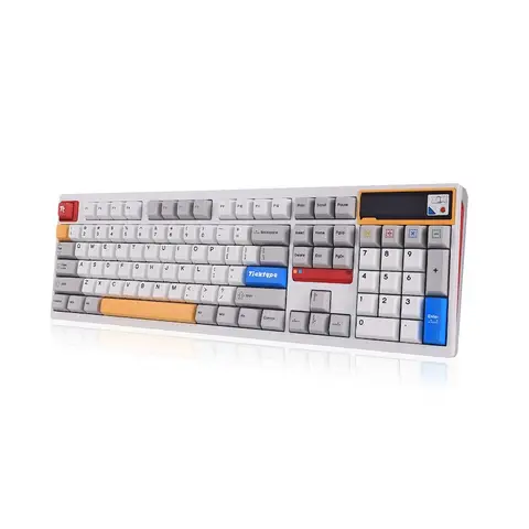 Ticktype DP104 – Sprühbeschichtetes Puderweiß – Roggen-Switches, mechanische Tastatur in voller Größe, US-Layout, kabellose Gaming-Tastatur, 8000 mAh Akku, Leaf-Spring-Montage, 108 Tasten, Hot-Swappable, benutzerdefinierte Treibersoftware, RGB-Hintergrundbeleuchtung
