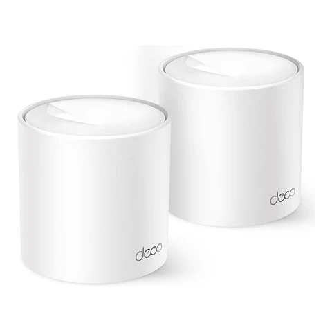 TP-LINK Deco X1500 Mesh-WLAN 6-System AX1500, 2er-Pack, Dual-Band, Gigabit-Ports, ganztägige Abdeckung für das ganze Haus, App-Steuerung, Weiß