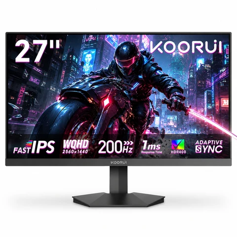 KOORUI G2721P 27 Zoll Gamingmonitor IPS 1 ms 200 Hz QHD 2560x1440, 2x HDMI2.0 DP1.4 Audio