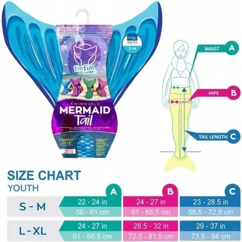 Fin Fun Meerjungfrau Mermaidens Blau S/M