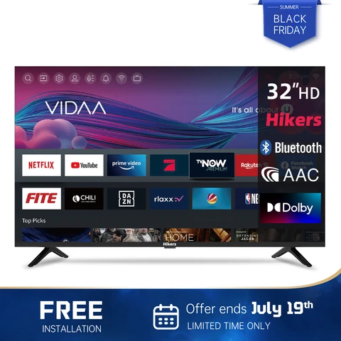 Hikers Smart TV 32" / 80 cm LED HD avec WiFi, Bluetooth, Android 1 Go + 8 Go - Version VIDAA OS