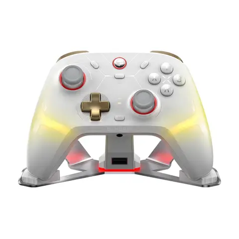 GameSir Cyclone 2 Multiplattform-Controller mit Mag-Res TMR-Sticks, 1000 Hz Signalrate, 2-in-1 Hall- & Mikro-Triggern, RGB-Beleuchtung und Ladestation für PC/Switch/iOS/Android (White-Bundle Edition)