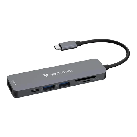 Verbatim USB-C Hub Essentials, Multiport, 6 USB-Anschlüsse mit Kartenleser