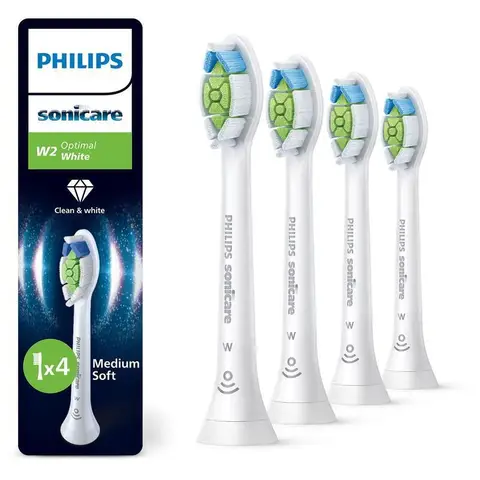 Philips Sonicare W2 Optimal White, Original Ersatzbürstenköpfe, Weiß, 4er-Pack, HX6064/87