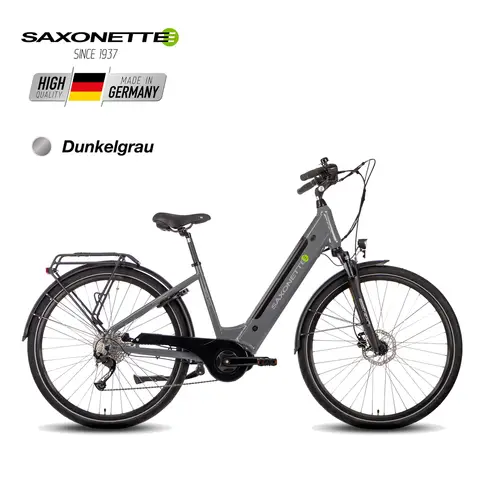 Saxonette E-Bike City Bike Deluxe Sport – Wellenrahmen, Rahmenhöhe 50 cm