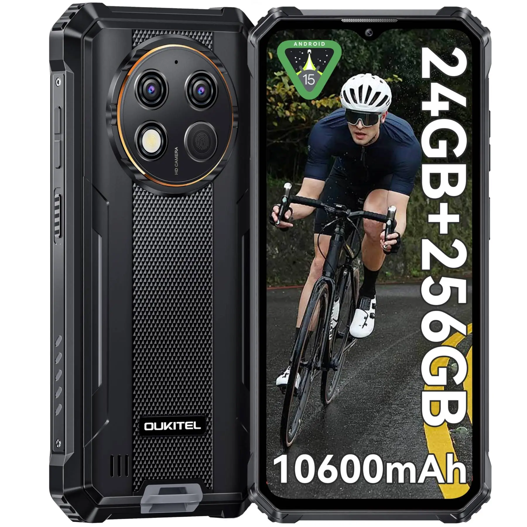 OUKITEL G1 Black Rugged Phone 6.52-inch 10600mAh Big Battery 48MP