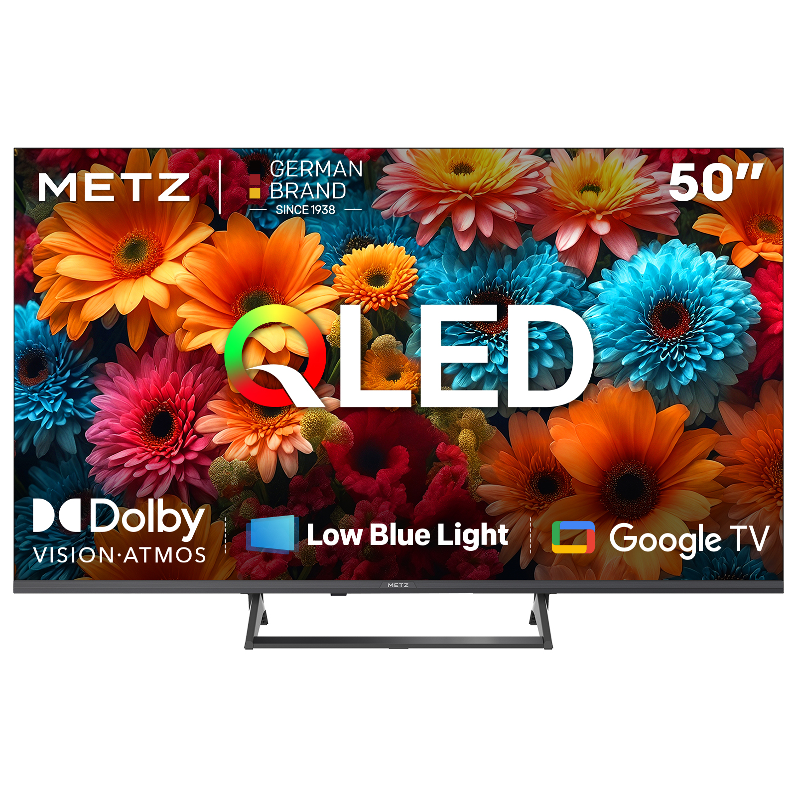 METZ QLED 50 Inch Smart TV, 50MQF7500Z, HDR10+, Dolby Vision&Atmos, MEMC, VRR, Low Blue Light, Google TV, Googlecast,Tuner DVB-T/T2/C/S/S2