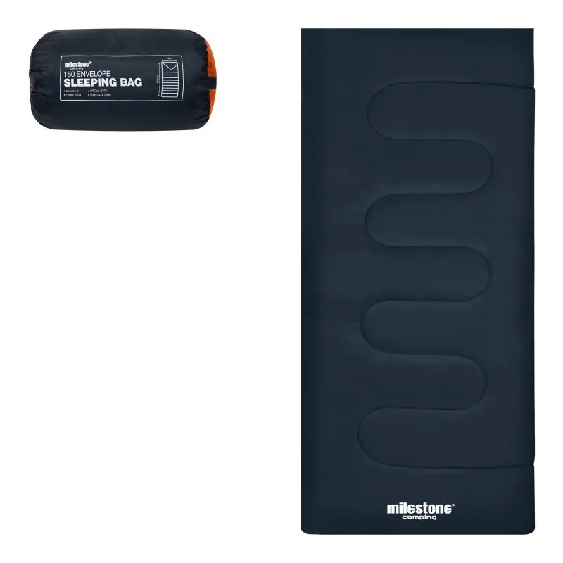 Milestone Envelope Sleeping Bag - Single -2 Seasons-Charcoal