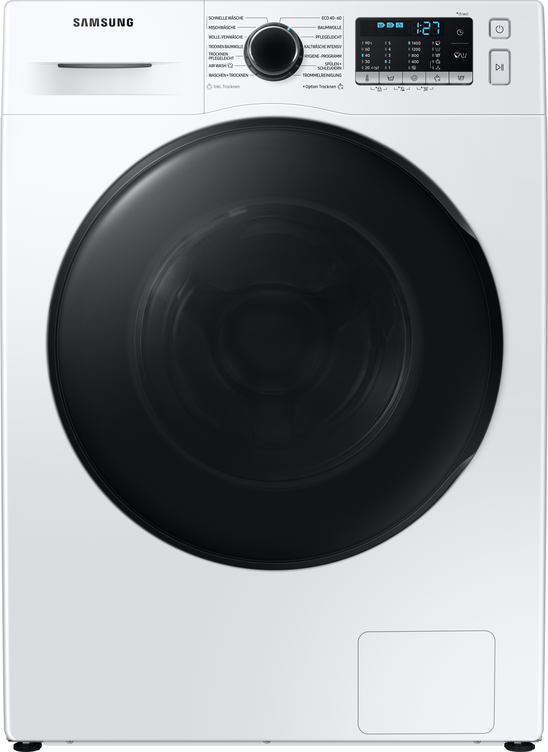Samsung WD81TA049BE/EG Waschtrockner, 8/5 kg, 1400 U/min, Ecobubble, Air Wash, Hygiene-Dampfprogramm, Digital Inverter Motor, Weiß [Energieklasse E]