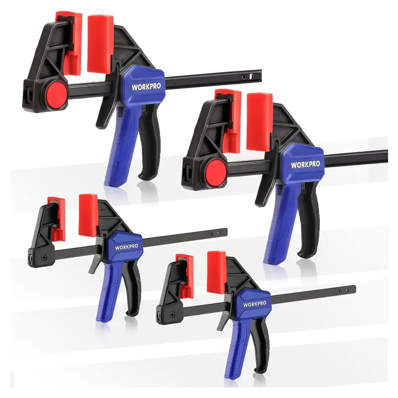 Workpro 4-piece Clamps For Woodworking, 150 Mm X2 & 120 Mm X2, One-handed Clamp/spreader, Wood Clamps Set, Light-duty Quick-change F Clamp 23/68 Kg | DIY Tool Sets | Joybuy