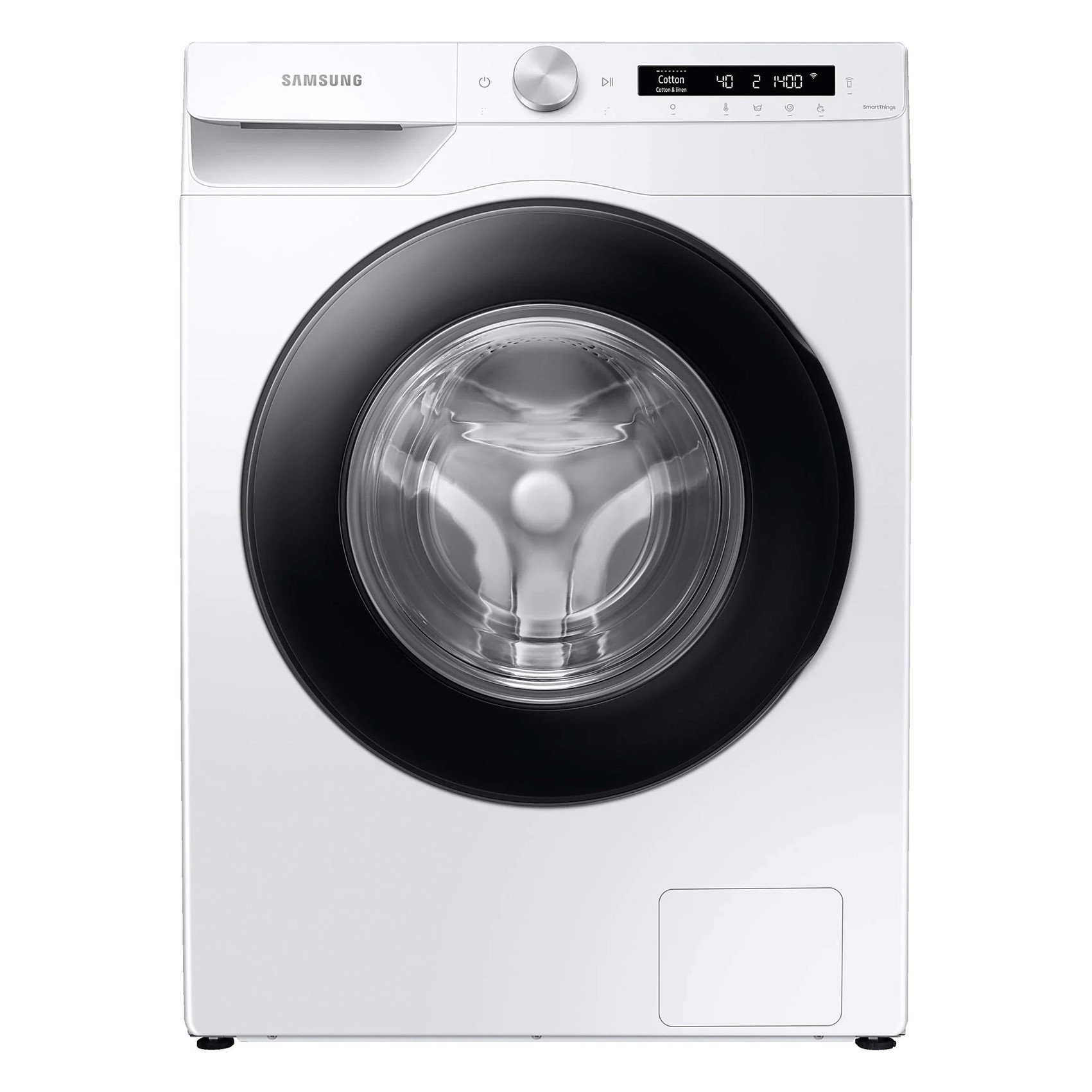 Samsung WW90T504AAWCS2 Waschmaschine, 9 kg, 1.400 U/min, Extra energiesparend, EEK: A (-10 %), AI Ecobubble, AI Control, SmartThings App und AI Energy Mode, Hygiene-Dampfprogramm, Weiß [Energieklasse A]