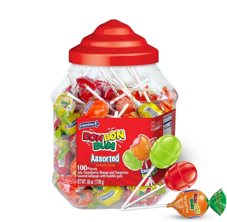 Colombina Gum Lollipops Assorted 100’s