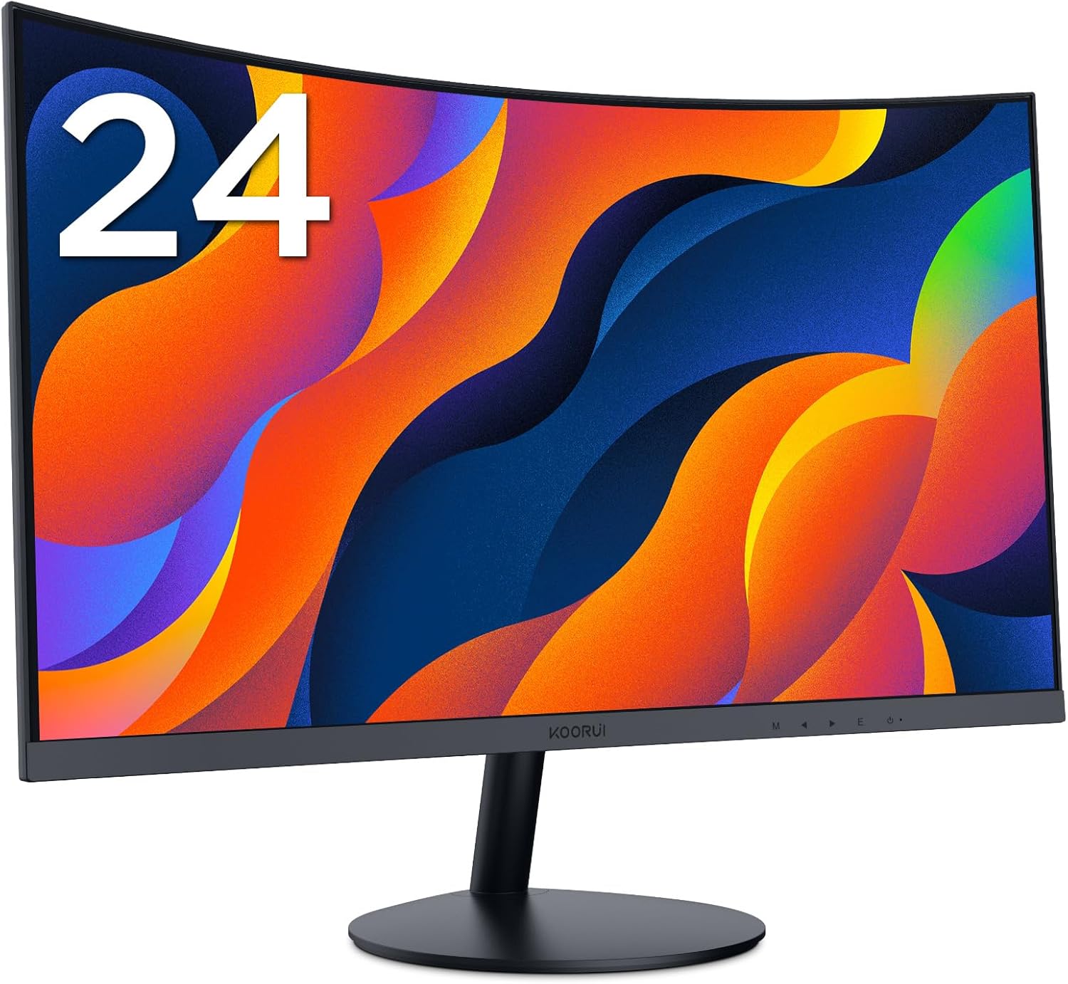 KOORUI 23.6-Inch Curved Computer Monitor, Full HD 1080P 75Hz Gaming Monitor 1500R LED HDMI VGA, Tilt Adjustment, Eye Care, Black 24N5CA