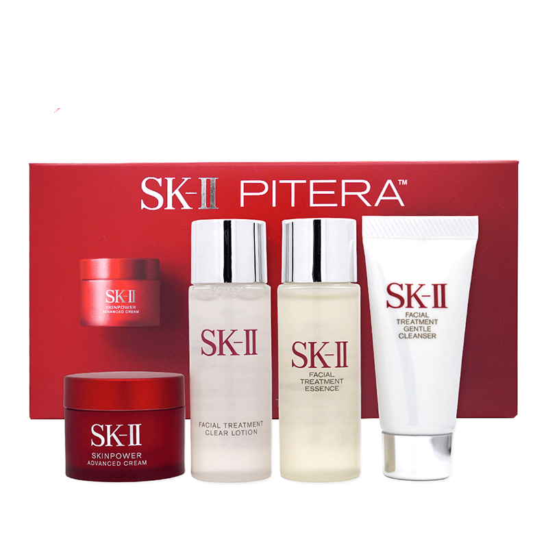 SKII Nieuw Vier-Stuks Set (Reiniging 20g+Lotion 30ml+Essence 30ml+Rode Creme Verzorging 15ml) 4-delige Set