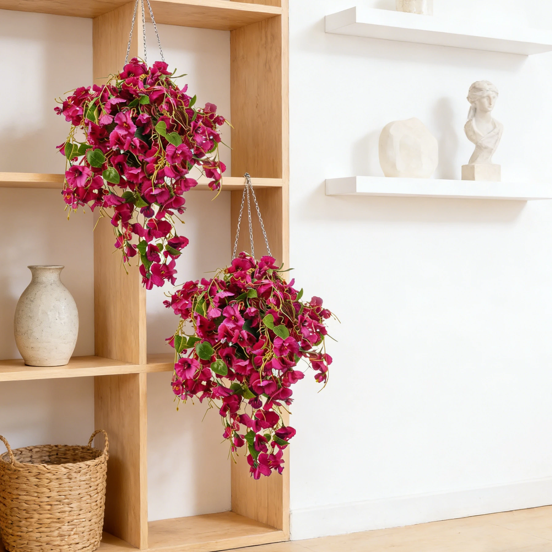 2 Stück 23,6 Zoll/60 cm Künstliche hängende Pflanzen Blumen für Frühlingsdekoration, Outdoor-Hochzeit, Rankpflanze Hibiskusblüten, lange herabhängende Ranken, realistische Pflanzen für Haustür und Veranda | Kunstblumen & Kunstpflanzen