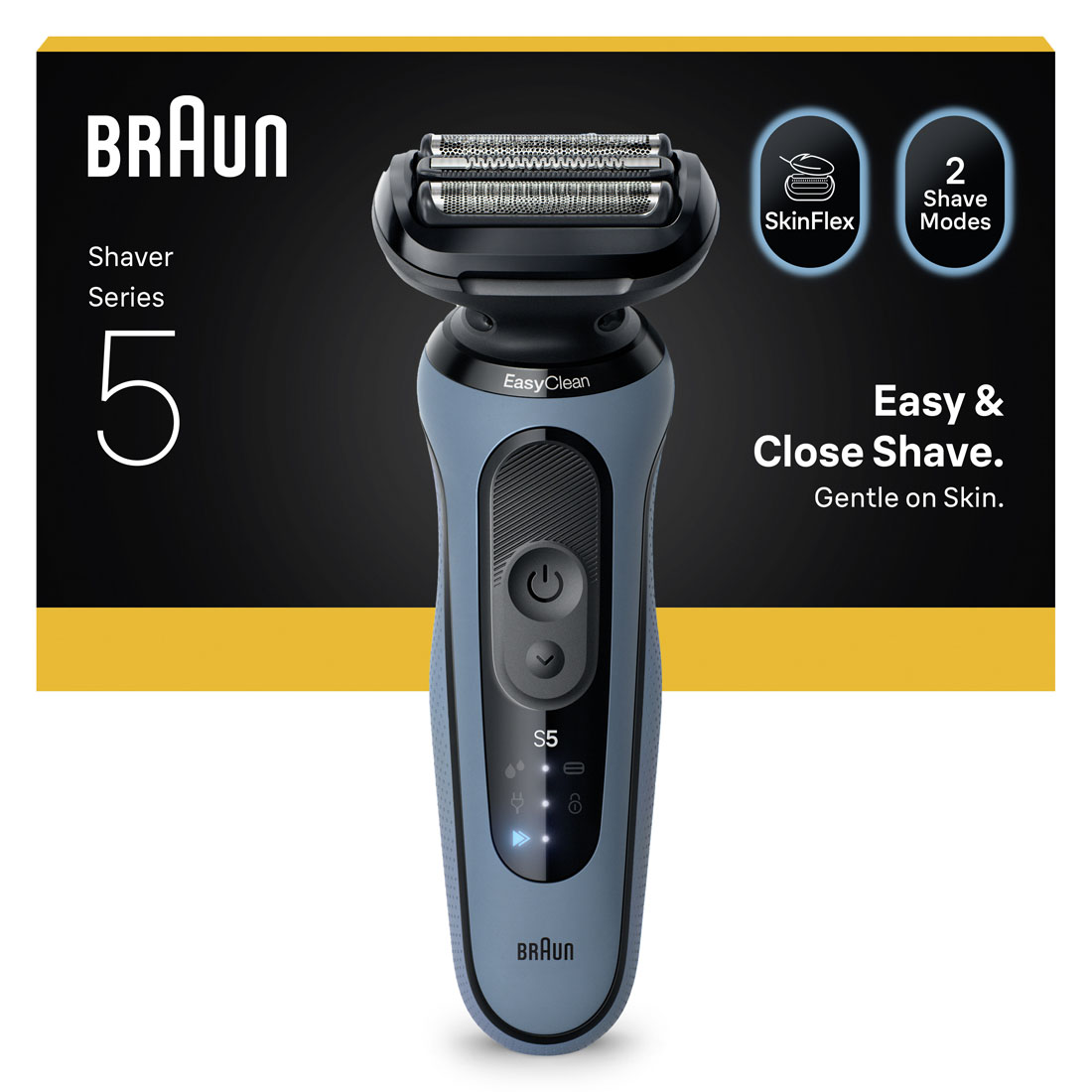 Braun Series 5 Electric Shaver, Up to 50 min, Cordless, Wet & Dry Razor for Men, 100% Waterproof, 52-A1000S, Azure