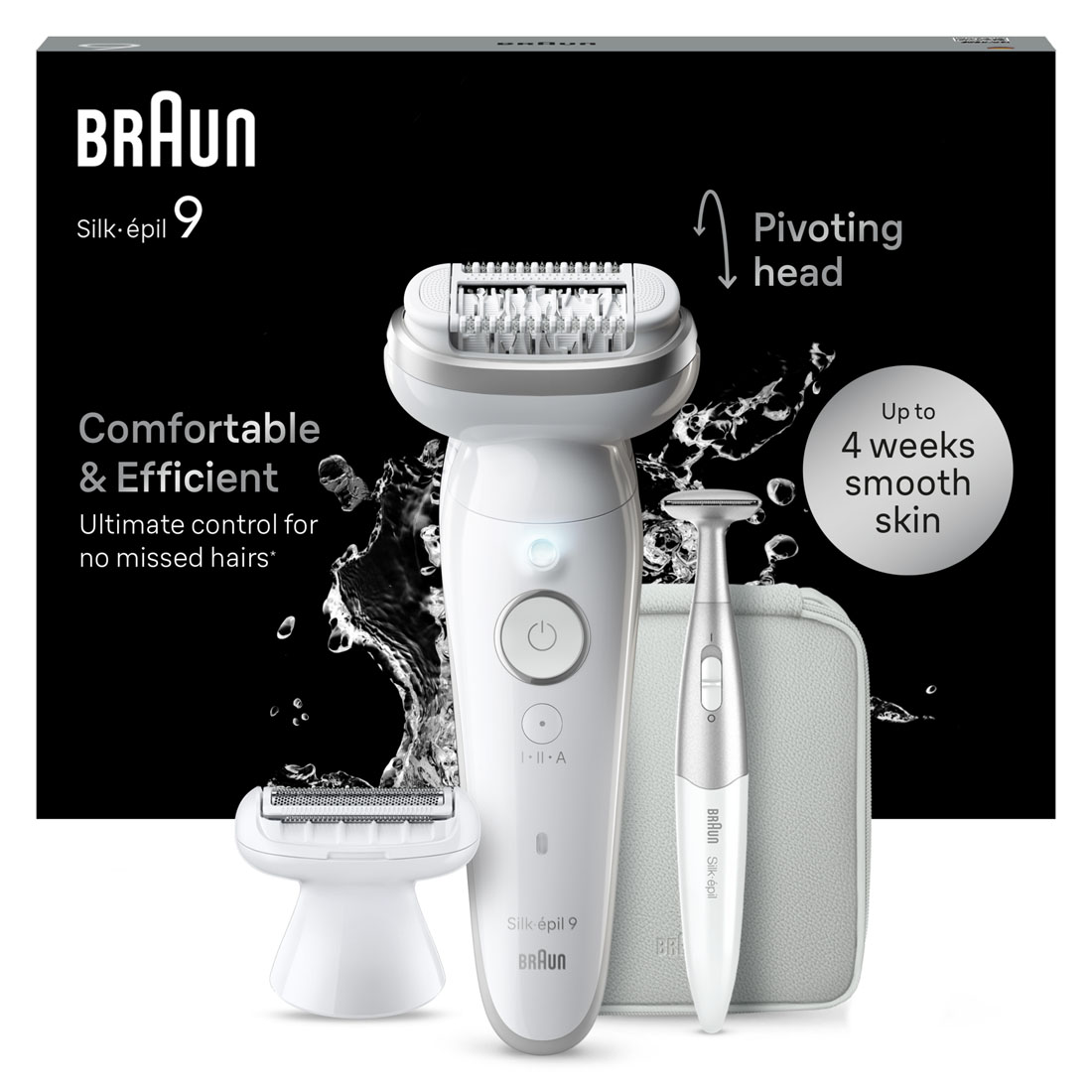 Braun Silk-épil 9, Epilator For Easy Hair Removal, Lasting Smooth Skin, 9-241, White/Silver