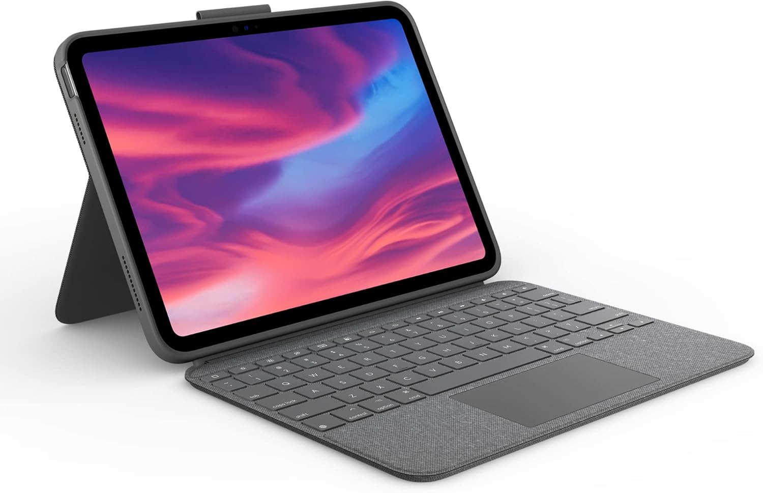 Logitech Combo Touch Case mit abnehmbarer Tastatur für iPad (10. Generation und A16), großem Präzisions-Trackpad, hintergrundbeleuchteter Tastatur in Standardgröße, Smart Connector, DEU QWERTZ-Layout, grau