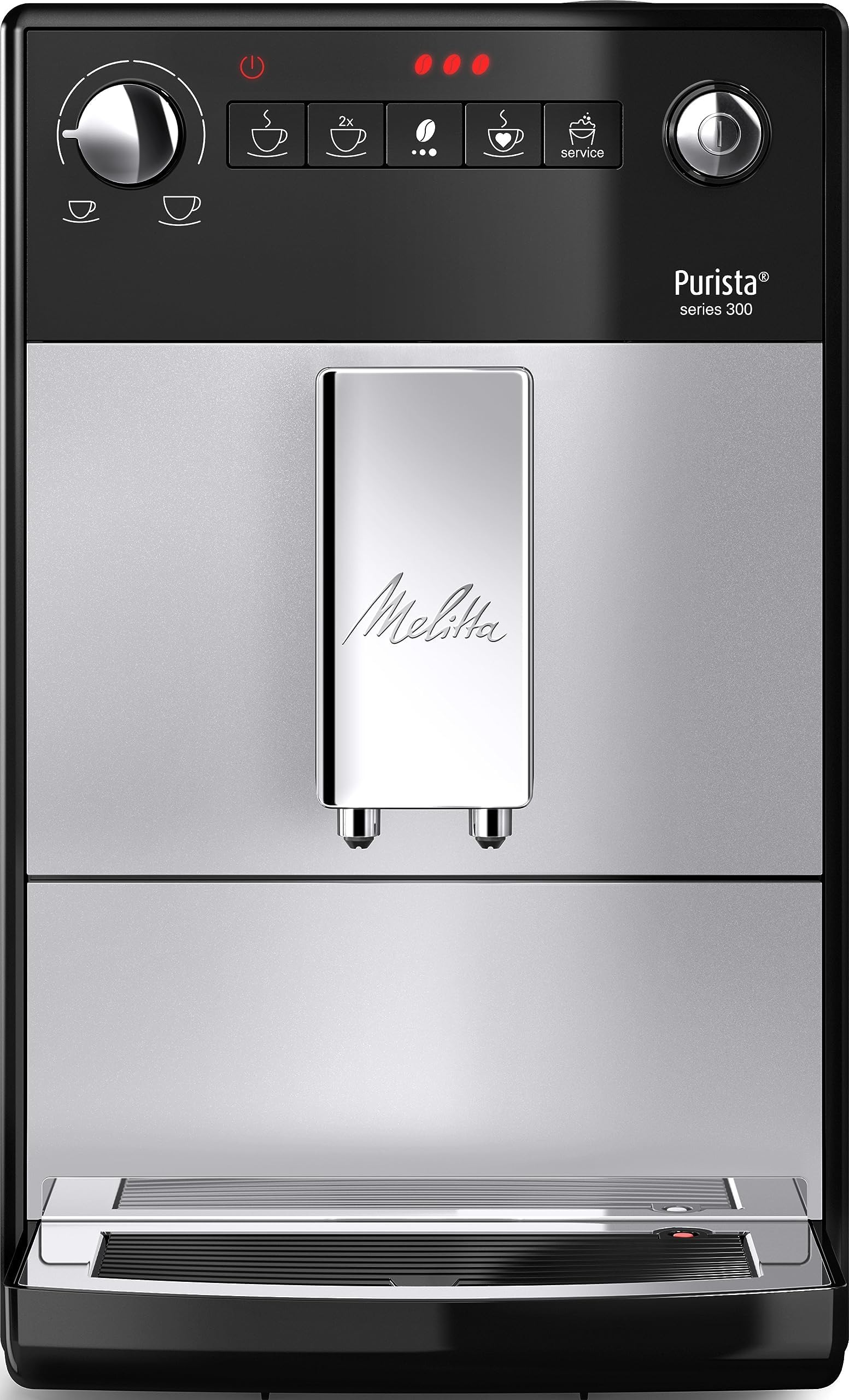 Melitta Purista F 230-102 Vollautomatische Kaffeemaschine mit Flüster-Kegelmahlwerk, Kaffeemaschine, Silber