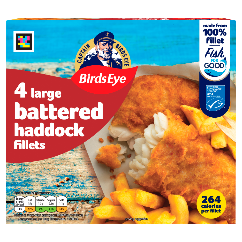 Birds Eye 4 Breaded Haddock 4 Large Fillets 400g