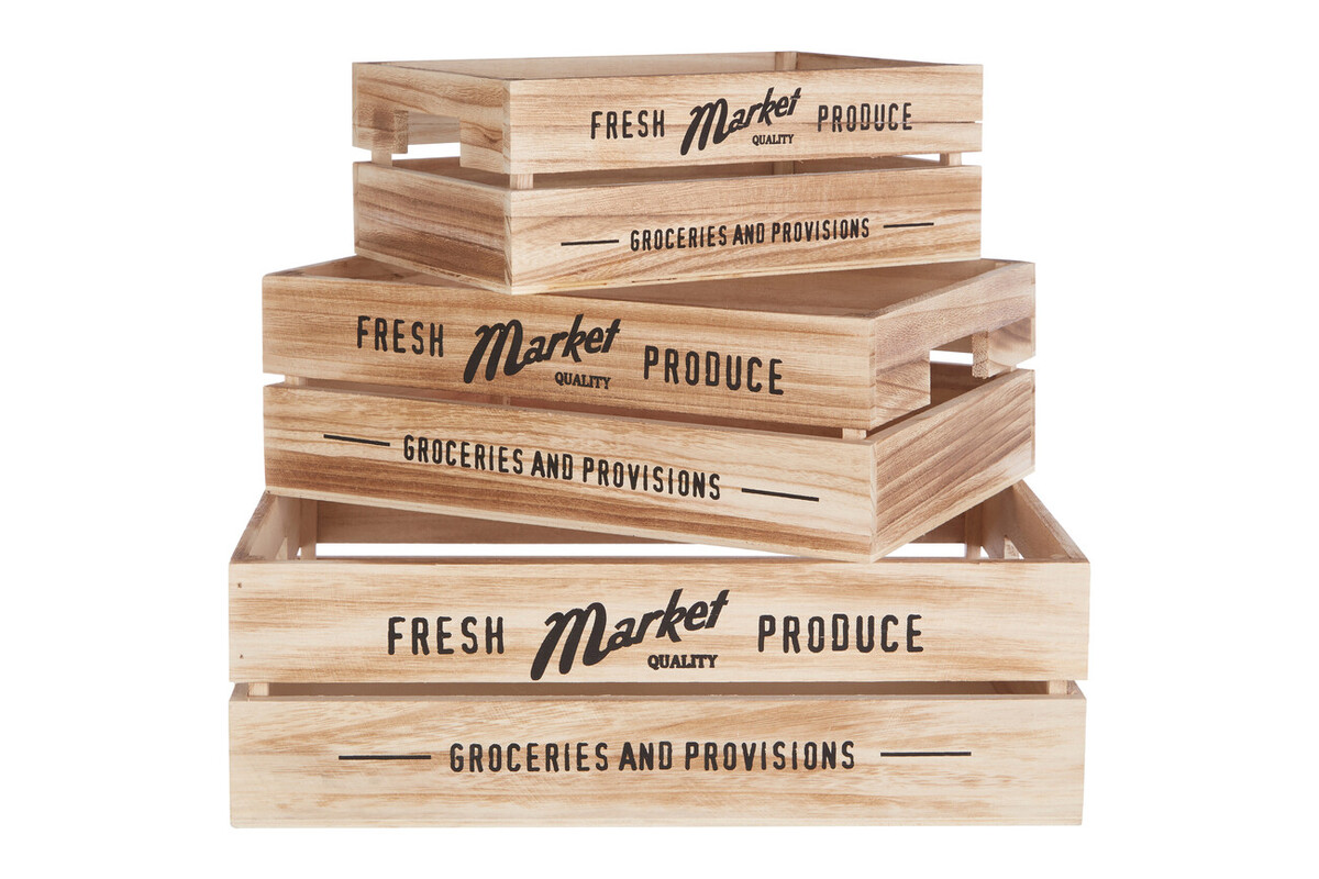 Maison by Premier Set of 3 Rustic Provisions Natural Crates